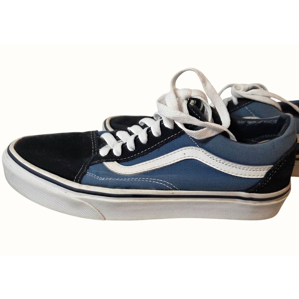 Vans Old Skool Off the Wall Navy Suede and Blue Canvas Women 7 Men 5.5 Casual - Picture 2 of 10